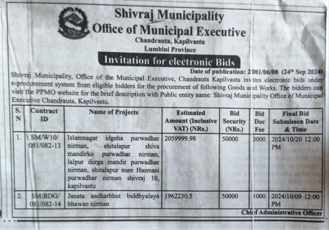 Invitation for electronic bids.